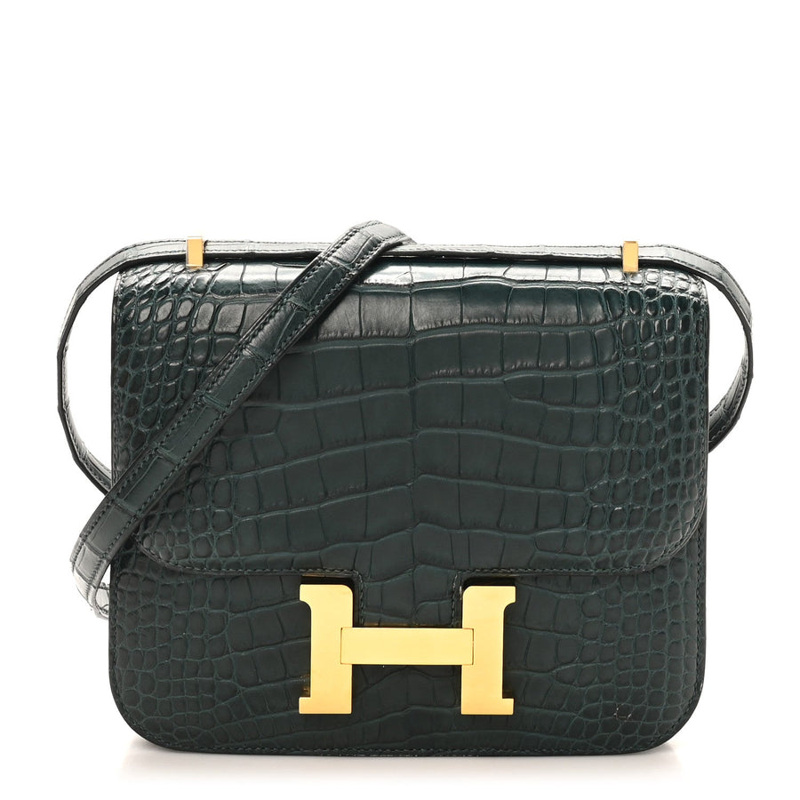 Hermès Matte Alligator Constance 18 Vert Cypress | PRELOOV