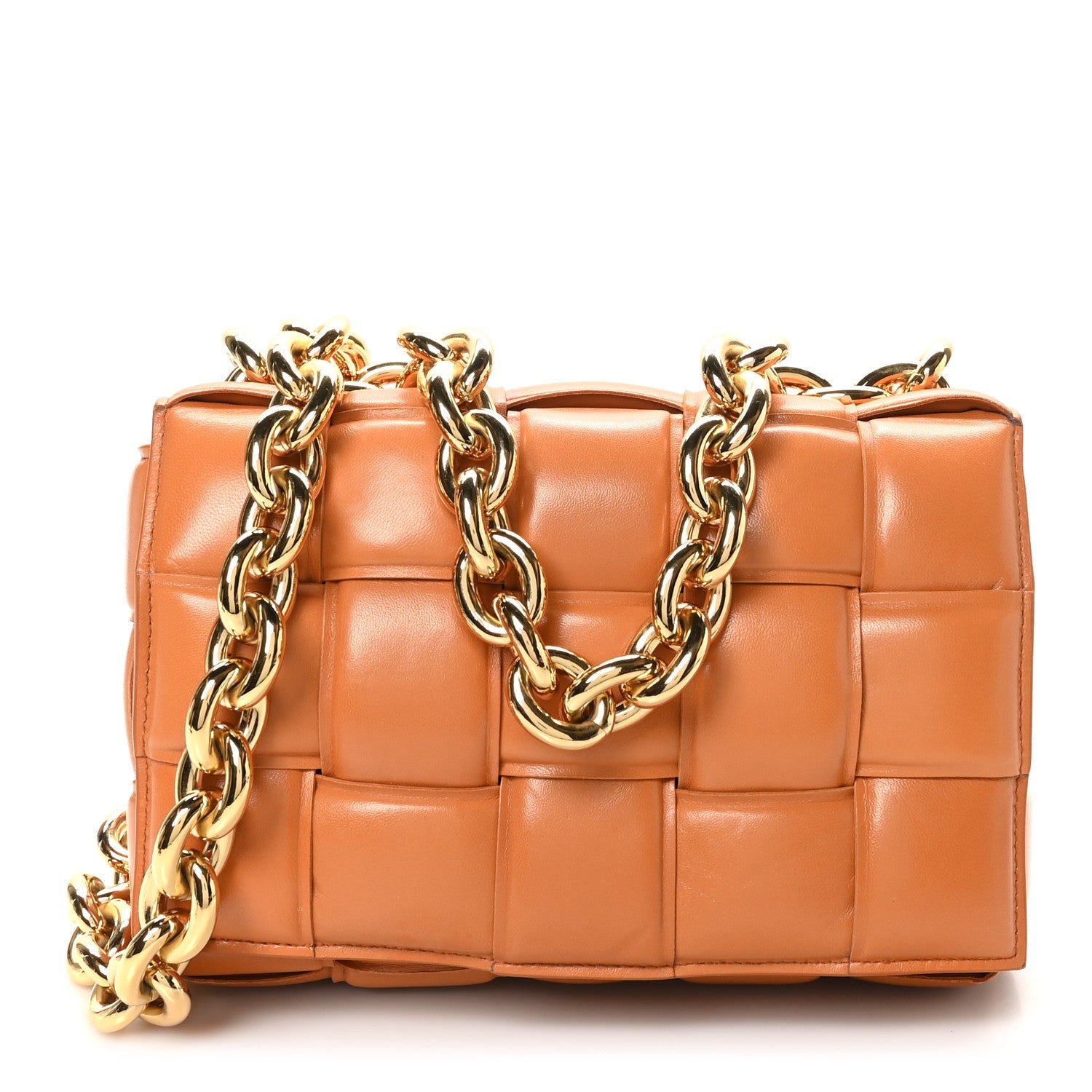 Bottega Veneta Lambskin Maxi Intreccio Padded Chain Cassette Crossbody Bag Clay 2026 PRELOOV foto 1