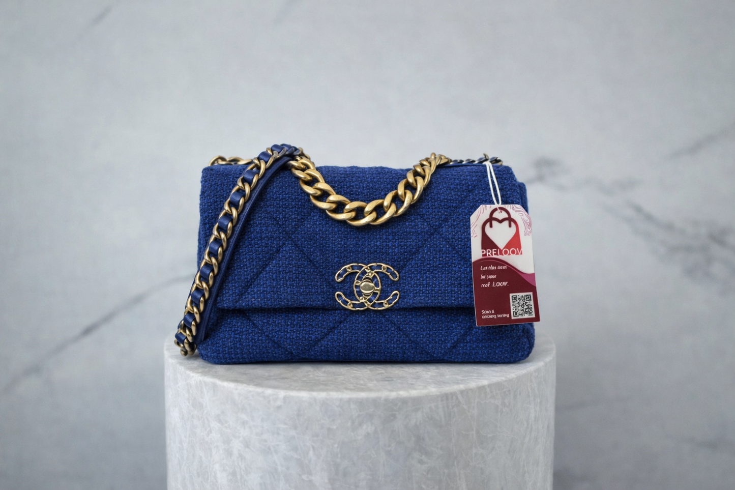 Chanel 19 Flap Bag Large Blue Tweed