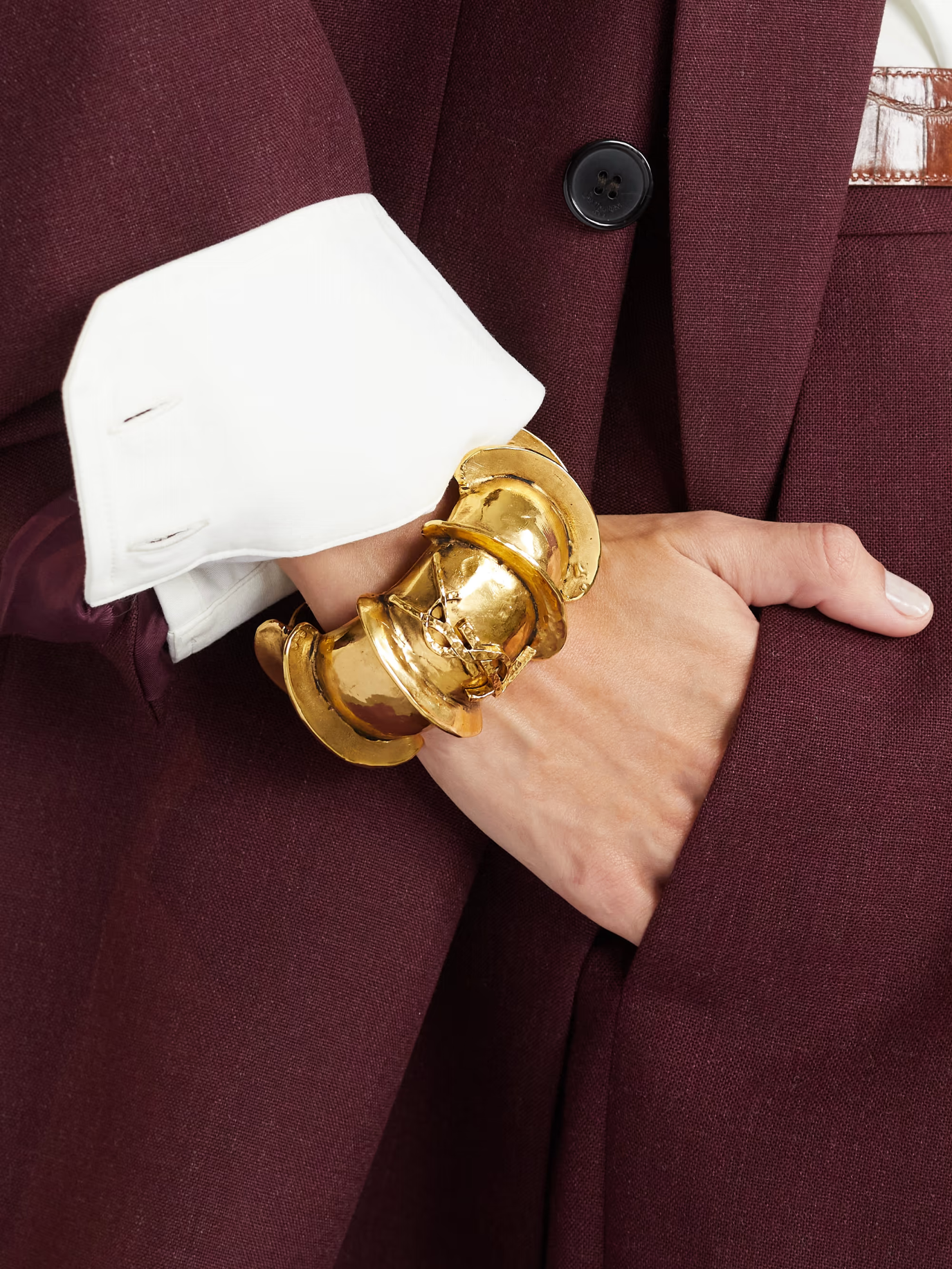 Saint Laurent Cassandre Gold-Tone Cuff Bracelet – PRELOOV