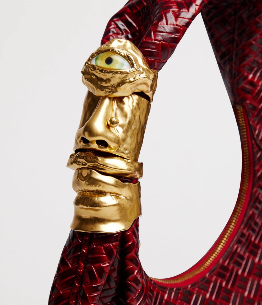Schiaparelli Small Leather Souffle Shoulder Bag Burgundy – PRELOOV