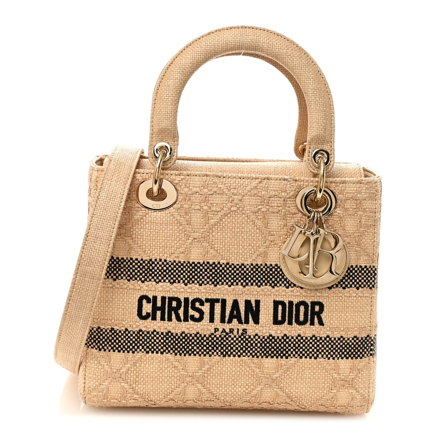Christian Dior Medium Lady D-Lite Natural Black Raffia image 1