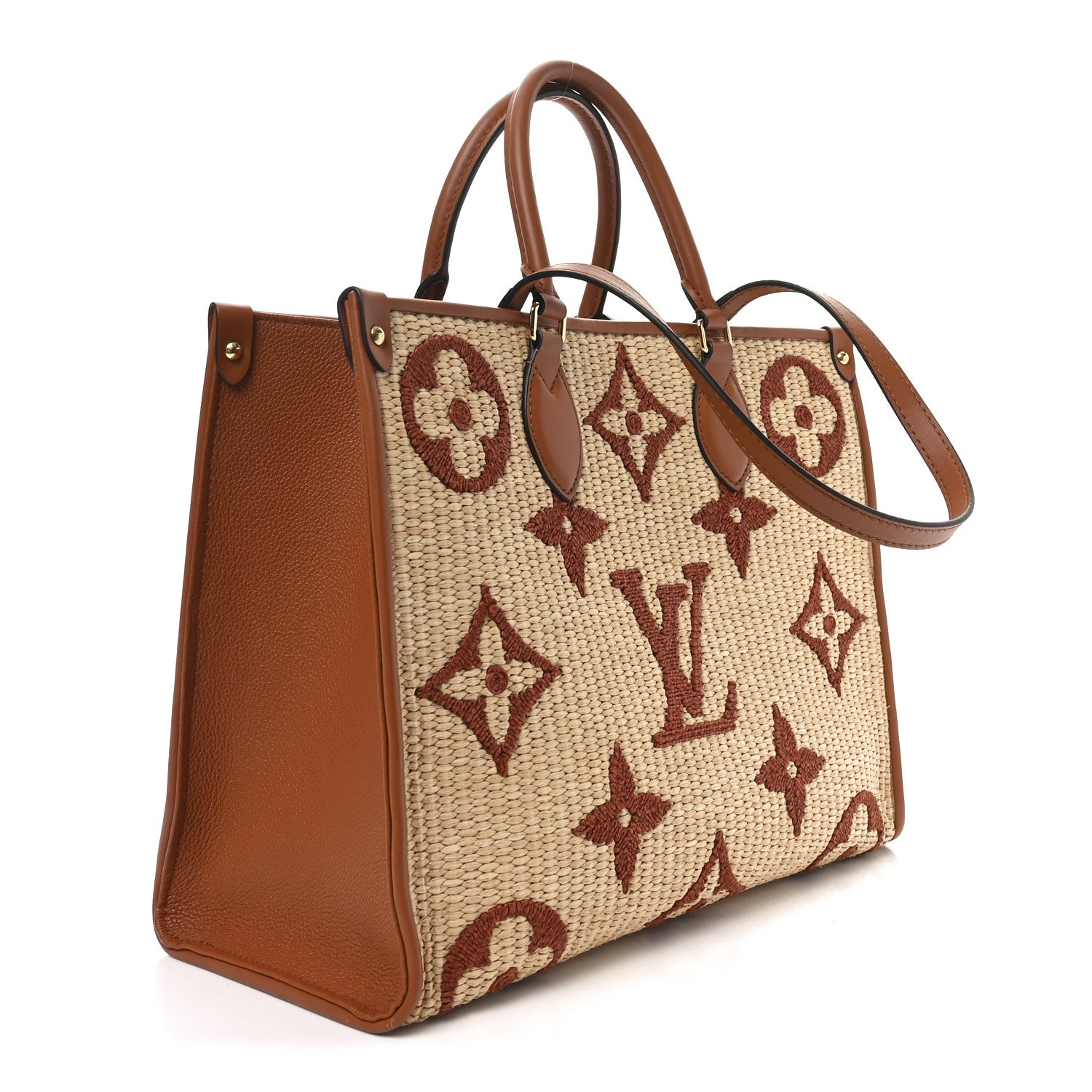 Louis Vuitton Onthego MM Tan Raffia Monogram Giant image 3