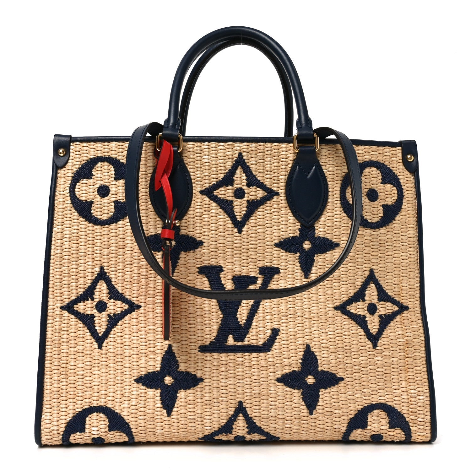 Louis Vuitton Onthego MM Blue Raffia Monogram Giant image 1