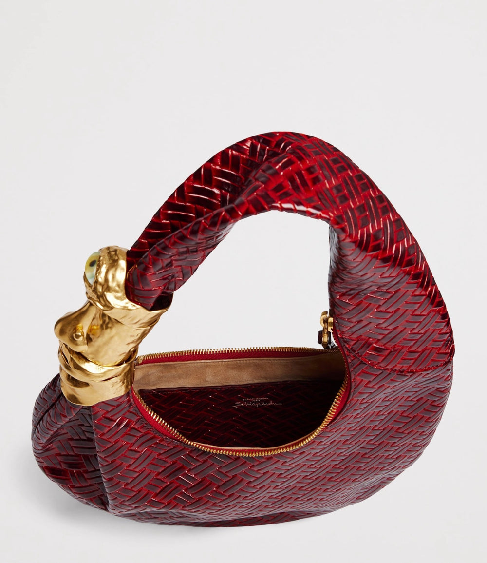 Schiaparelli Small Leather Souffle Shoulder Bag Burgundy – PRELOOV