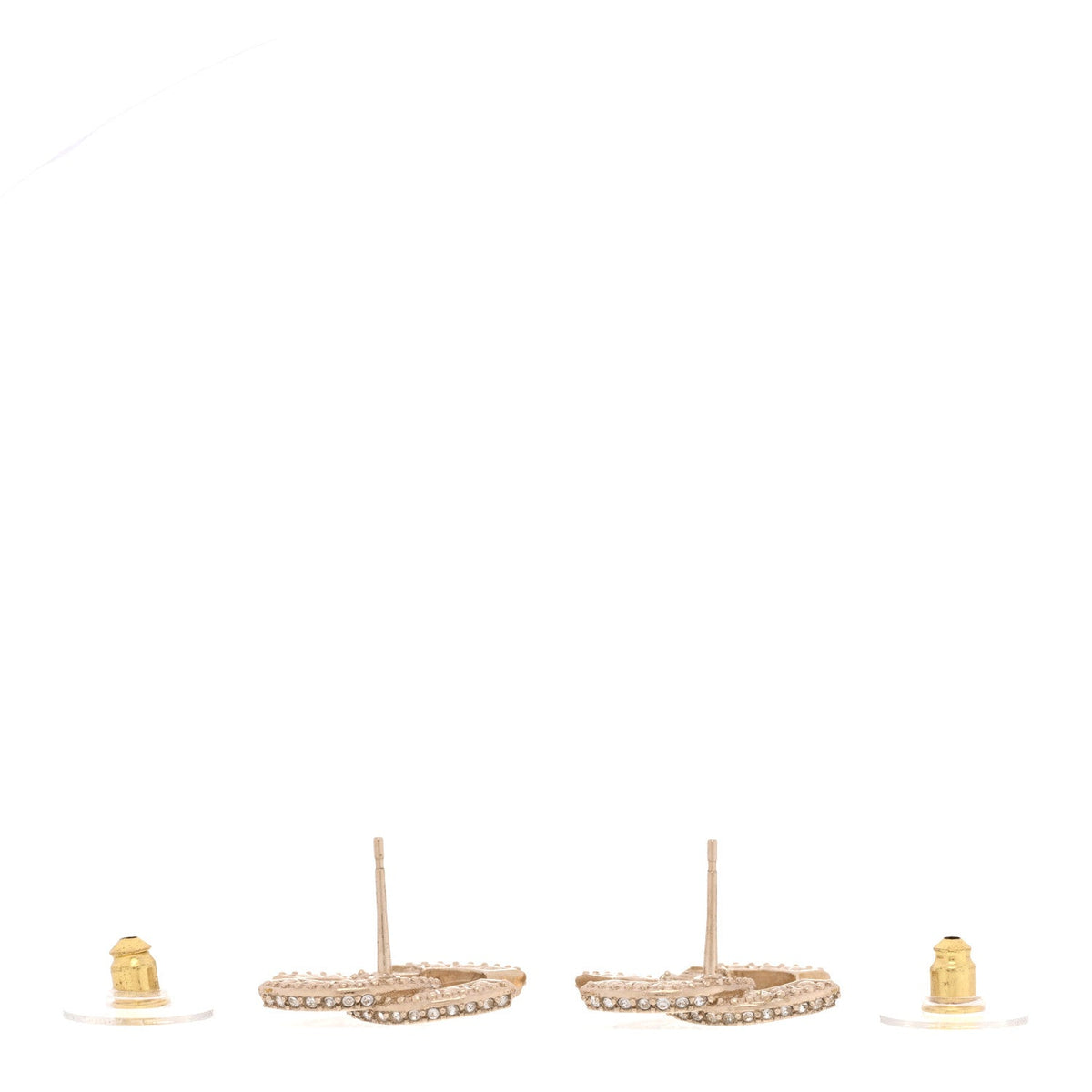 Chanel Crystal Timeless CC Earrings Light Gold image 3