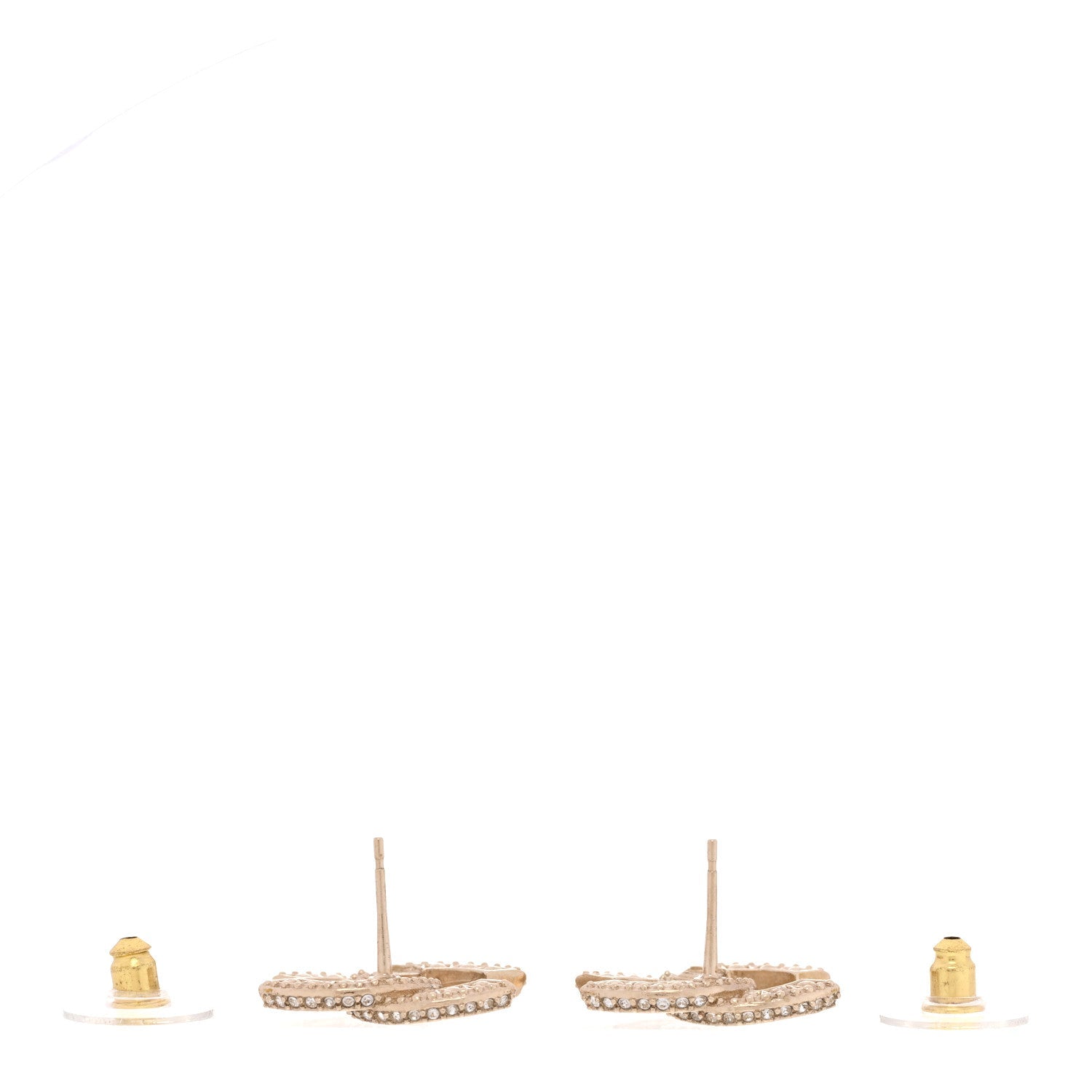 Chanel Crystal Timeless CC Earrings Light Gold image 3