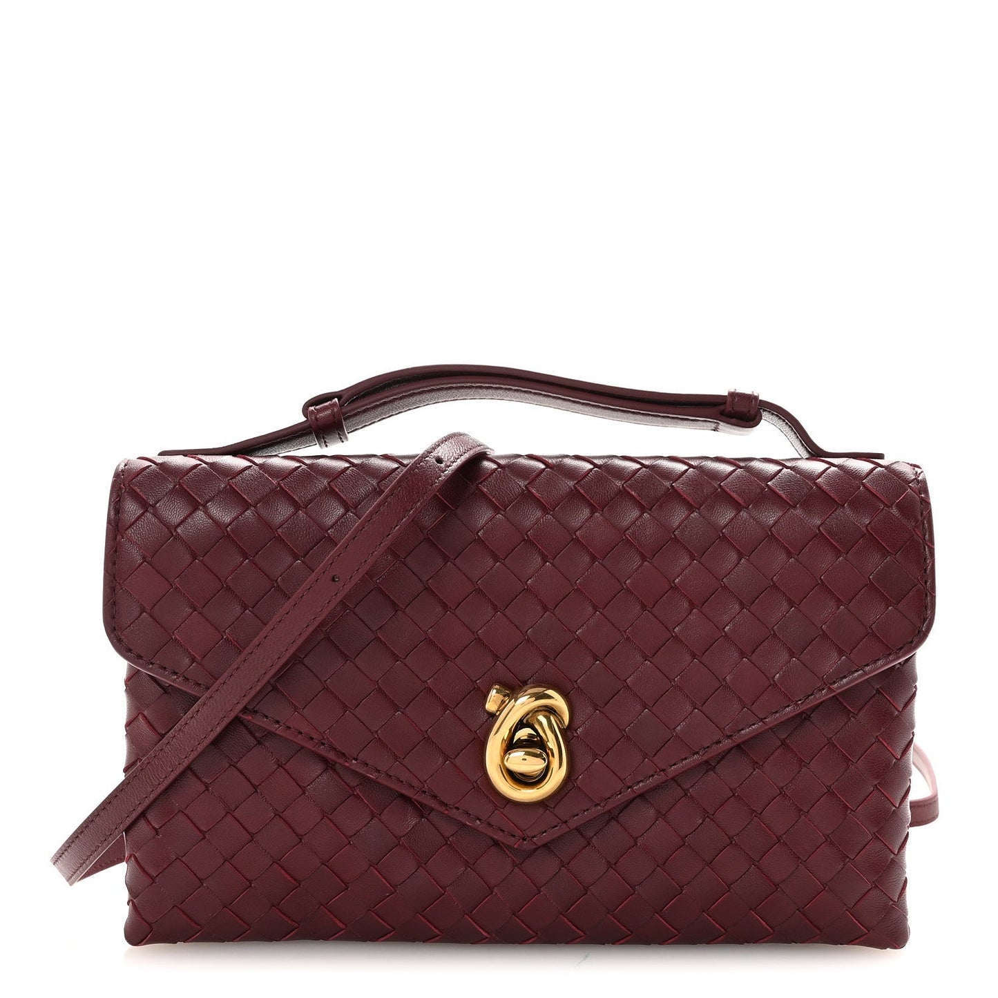 Bottega Veneta Knot Lock Top Handle Crossbody Bag Barolo PRELOOV