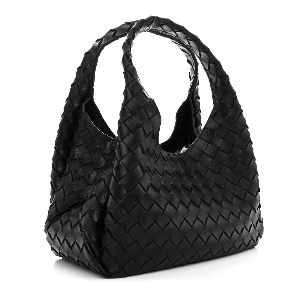 Bottega Veneta Small Campana Shoulder Bag Black Nappa Intrecciato – PRELOOV