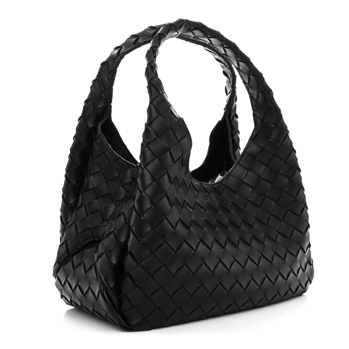 Bottega Veneta Small Campana Shoulder Bag Black Nappa Intrecciato – PRELOOV