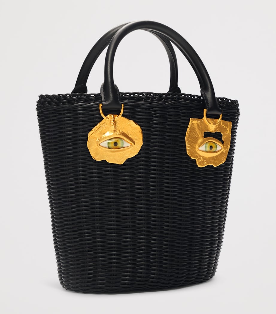 Schiaparelli Calfskin Wicker Face Bucket Bag Black – PRELOOV