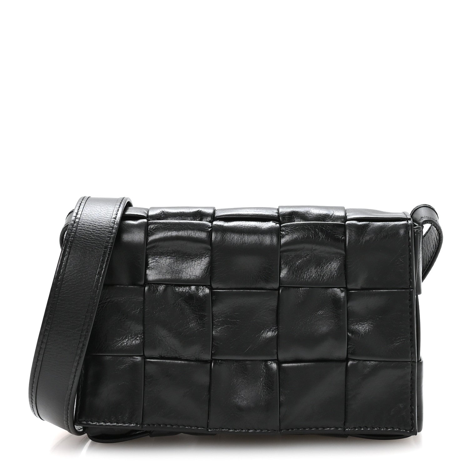 Bottega Veneta Paper Calfskin Maxi Intreccio Cassette Crossbody Bag Black 2026 PRELOOV foto 1