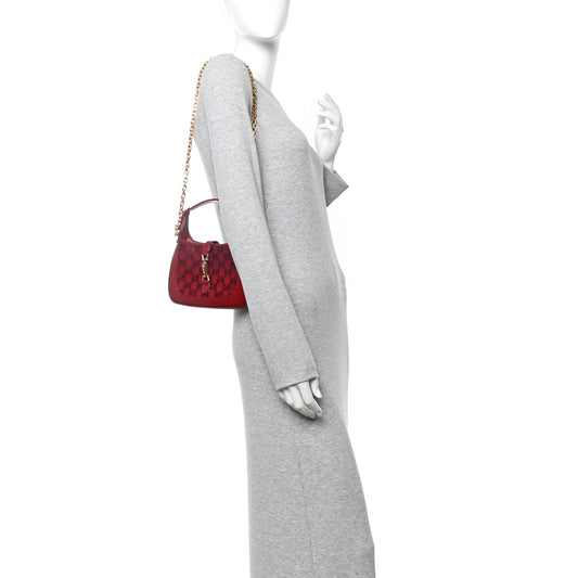 Gucci Mini Jackie 1961 Cherry Red Beaded Embroidery GG Monogram image 2