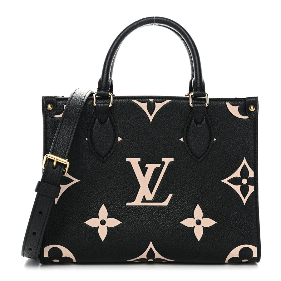 Louis Vuitton Onthego PM Black Beige Empreinte Monogram Giant – PRELOOV