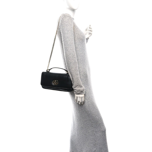 Gucci Small GG Milano Top Handle Shoulder Bag Black Lambskin image 2
