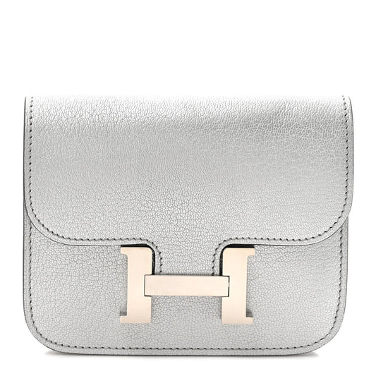 Hermès Constance Slim Wallet Argent Chèvre - PRELOOV