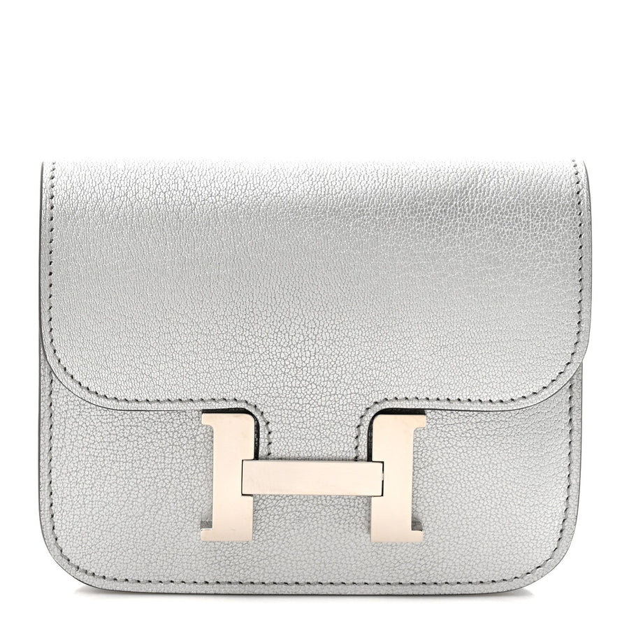 Hermès Metallic Chevre Chamkilight Constance Slim Wallet Argent 2026 PRELOOV