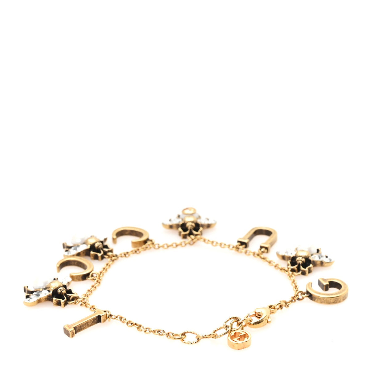 Gucci Bee Logo Charm Bracelet Aged Gold image 3