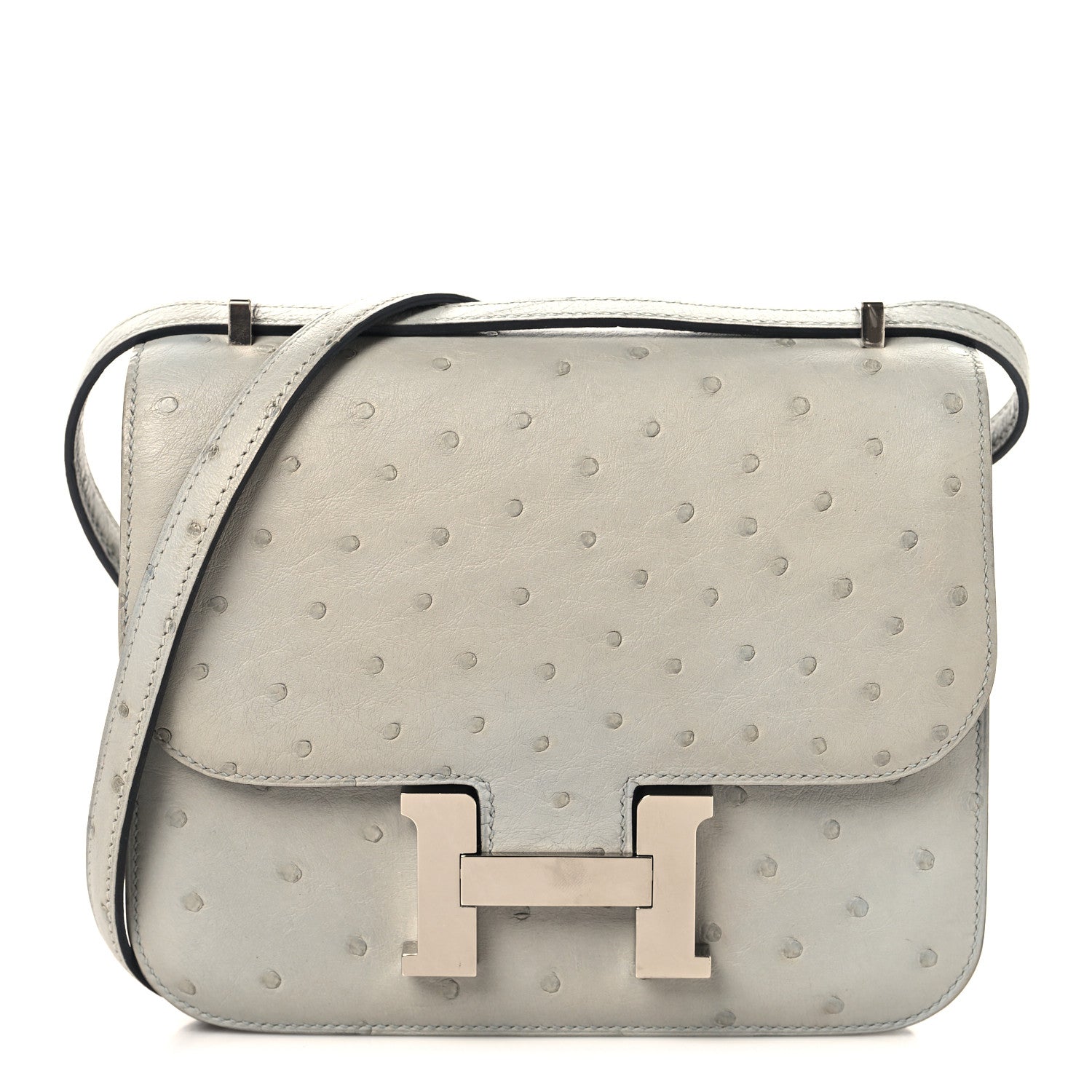 Hermès Ostrich Constance 18 Bleu Glacier
