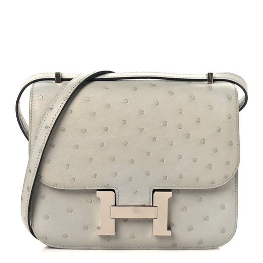 Hermès Ostrich Constance 18 Bleu Glacier
