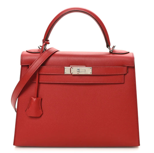 HERMES Epsom Kelly Sellier 28 Rouge Casaque