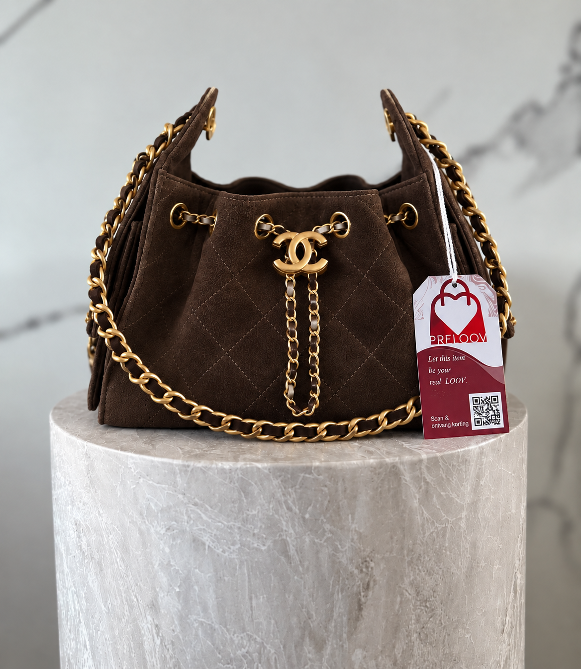 Chanel 25 Mini Bag Dark Brown Suede