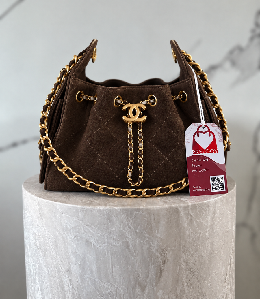 Chanel 25 Mini Bag Dark Brown Suede