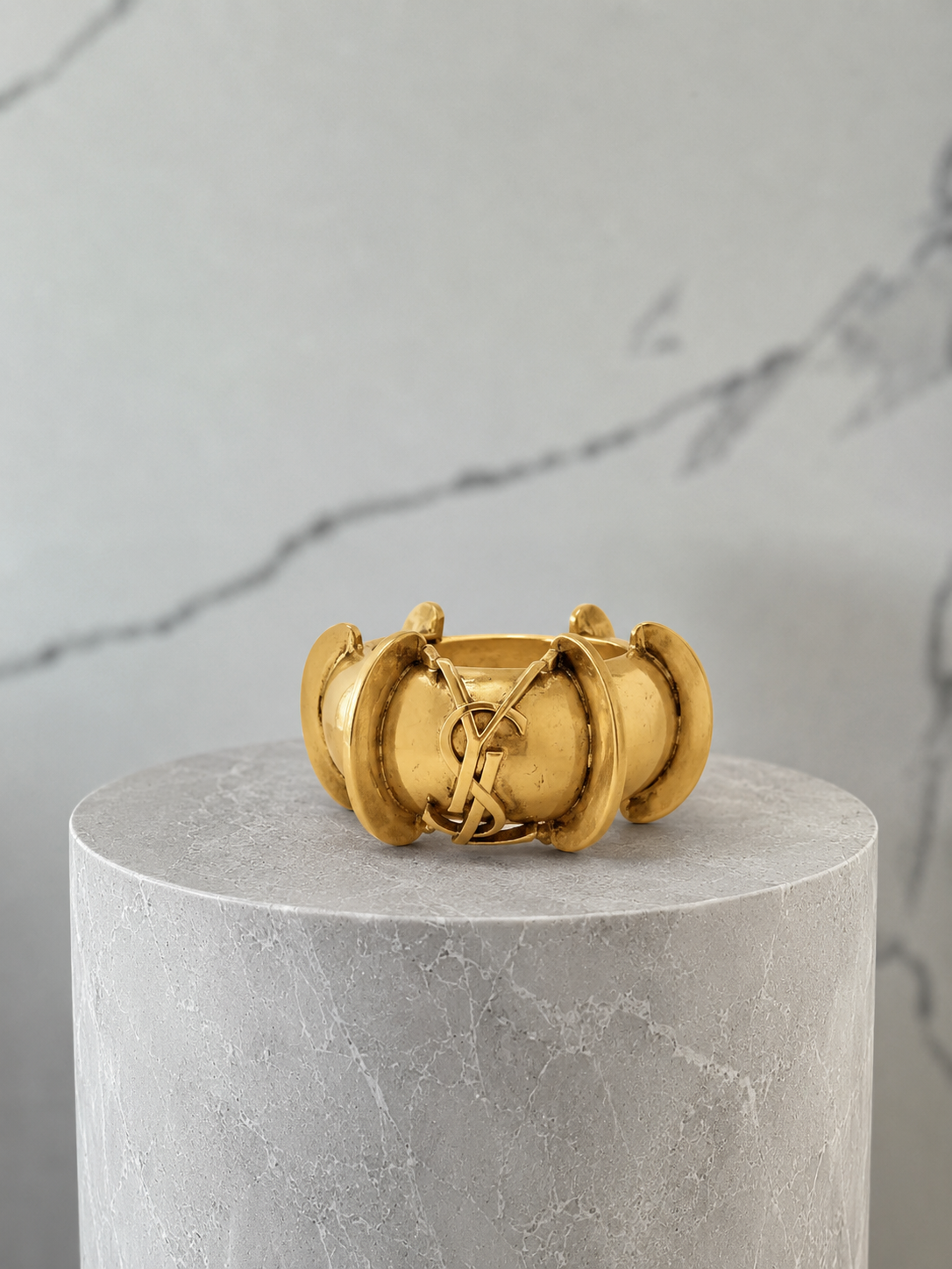 Saint Laurent Cassandre Gold-Tone Cuff Bracelet – PRELOOV