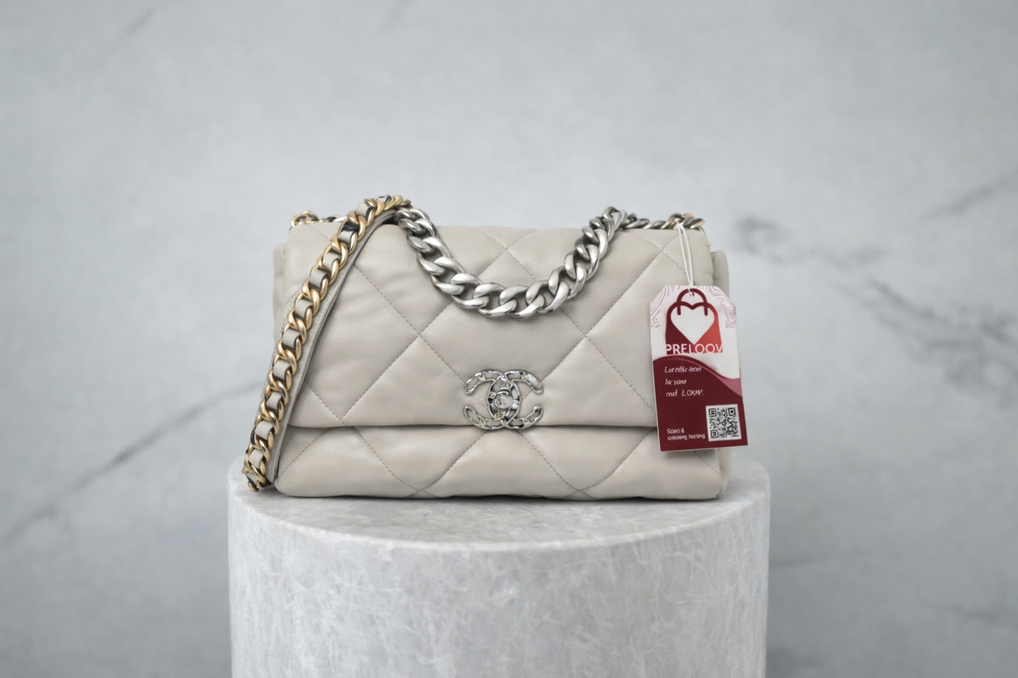 Chanel 19 Flap Bag Large Grey Lambskin