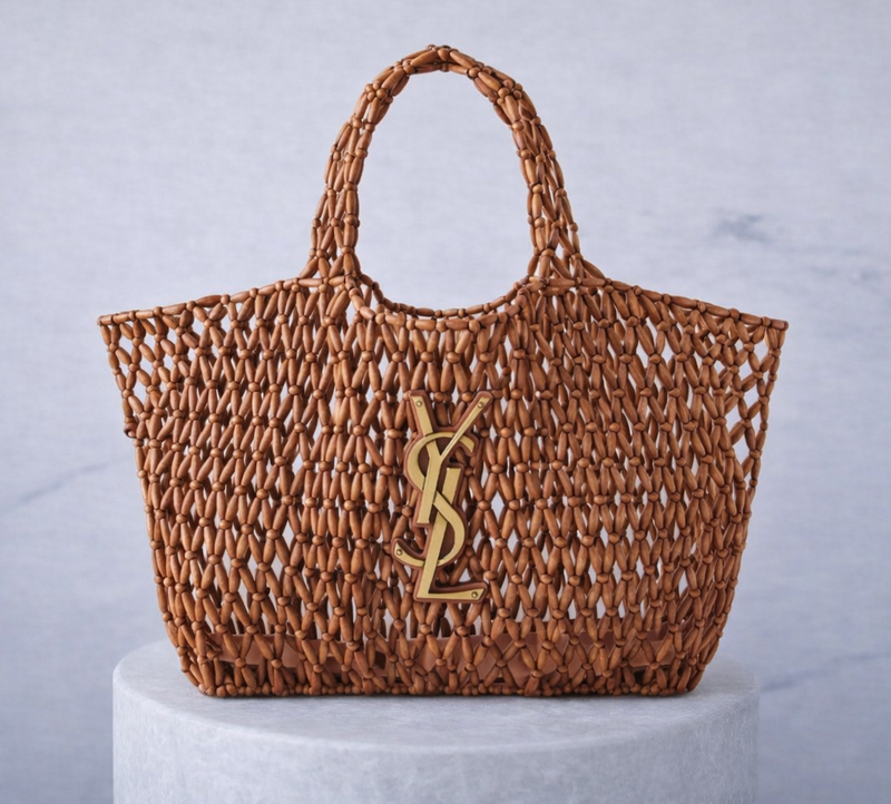 Saint Laurent ICARE Medium Wood Beads Light Wood Brick – PRELOOV