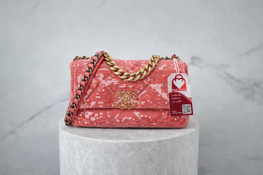 Chanel 19 Flap Bag Medium Coral Sequin