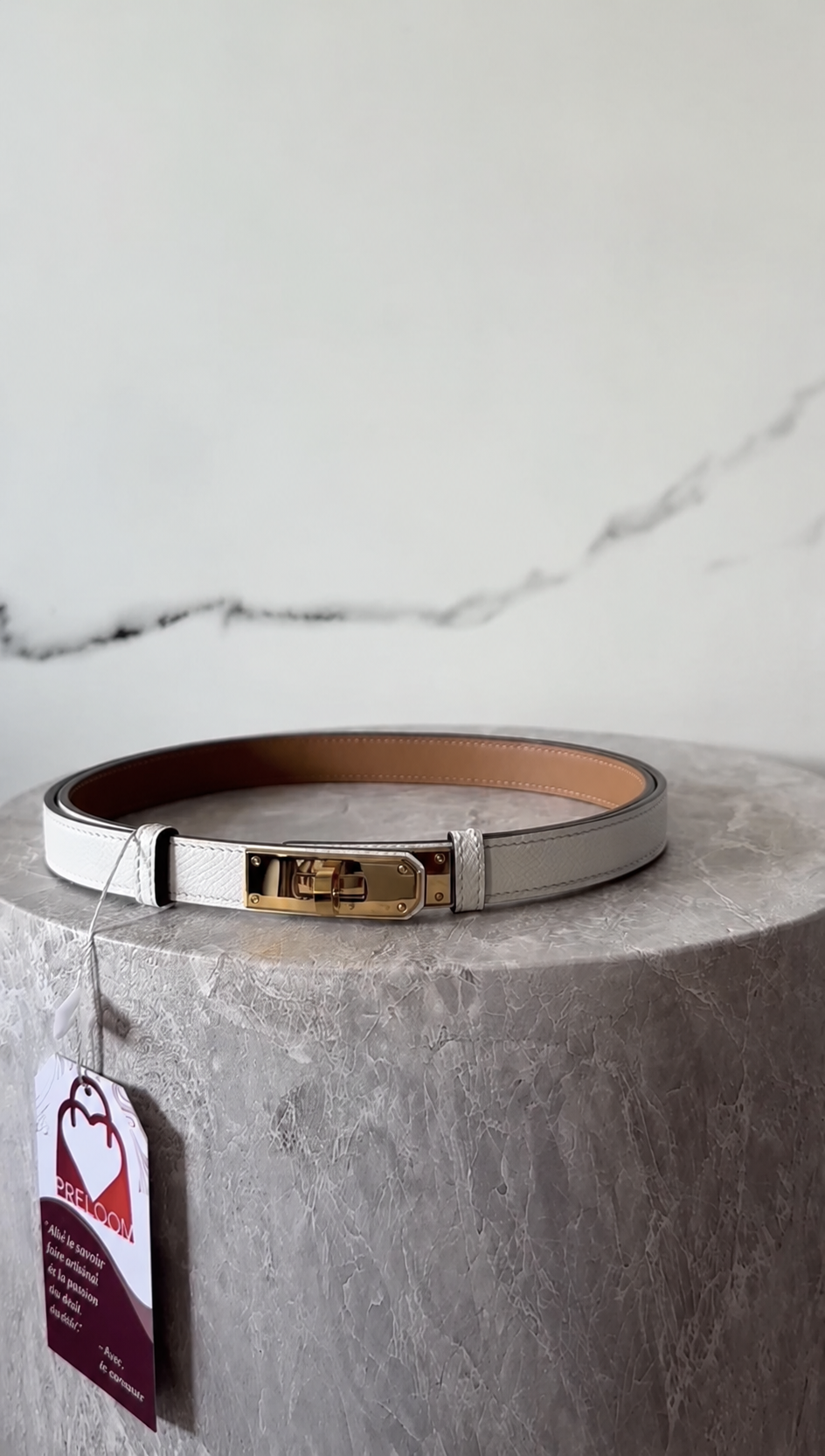 Hermès Kelly 18 Belt White Epsom Leather Gold Buckle – PRELOOV