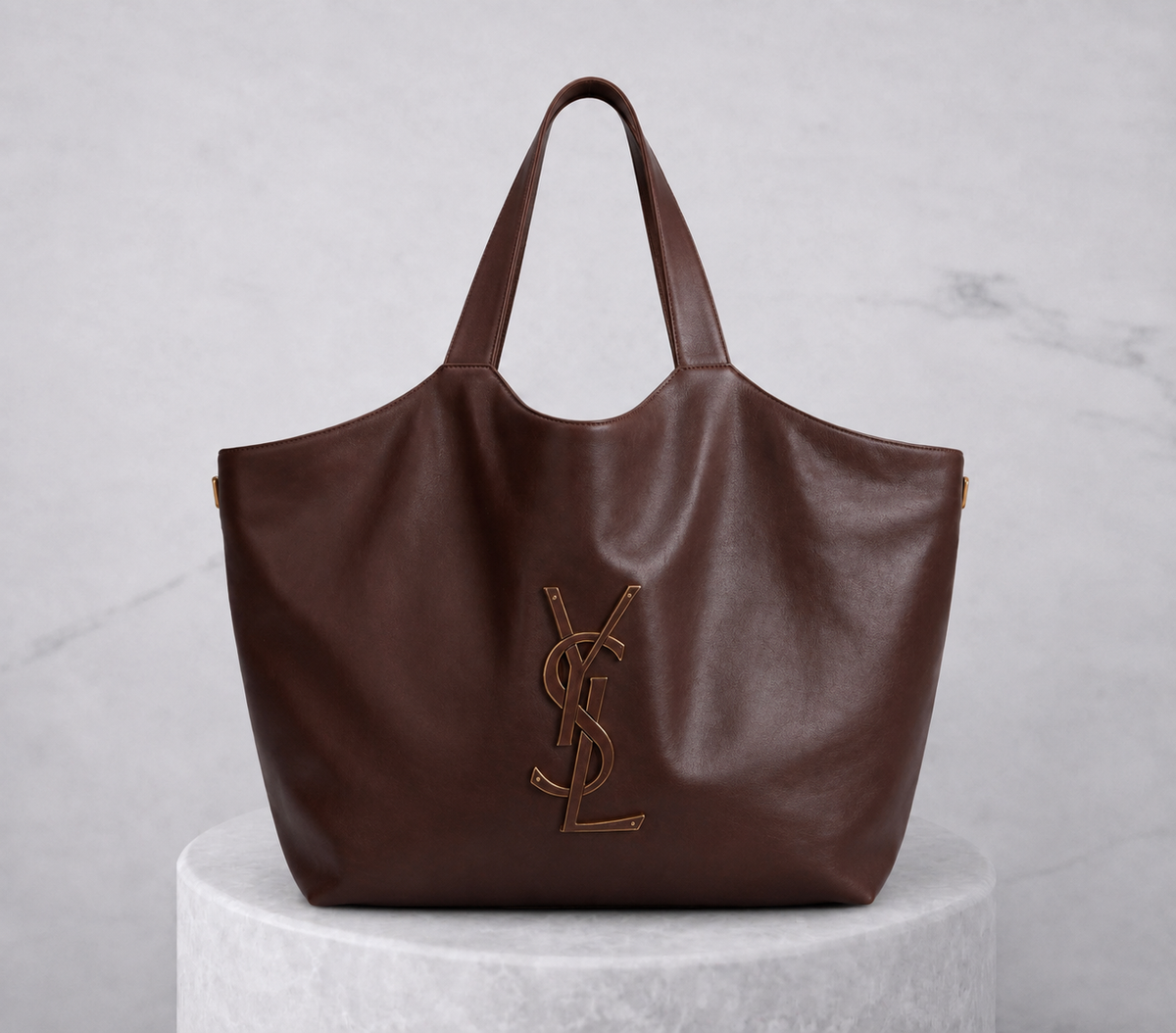 Saint Laurent YSL ICARE Maxi Tote Cassandre – Smooth Leather Barley Brown – 804227AADOO2784
