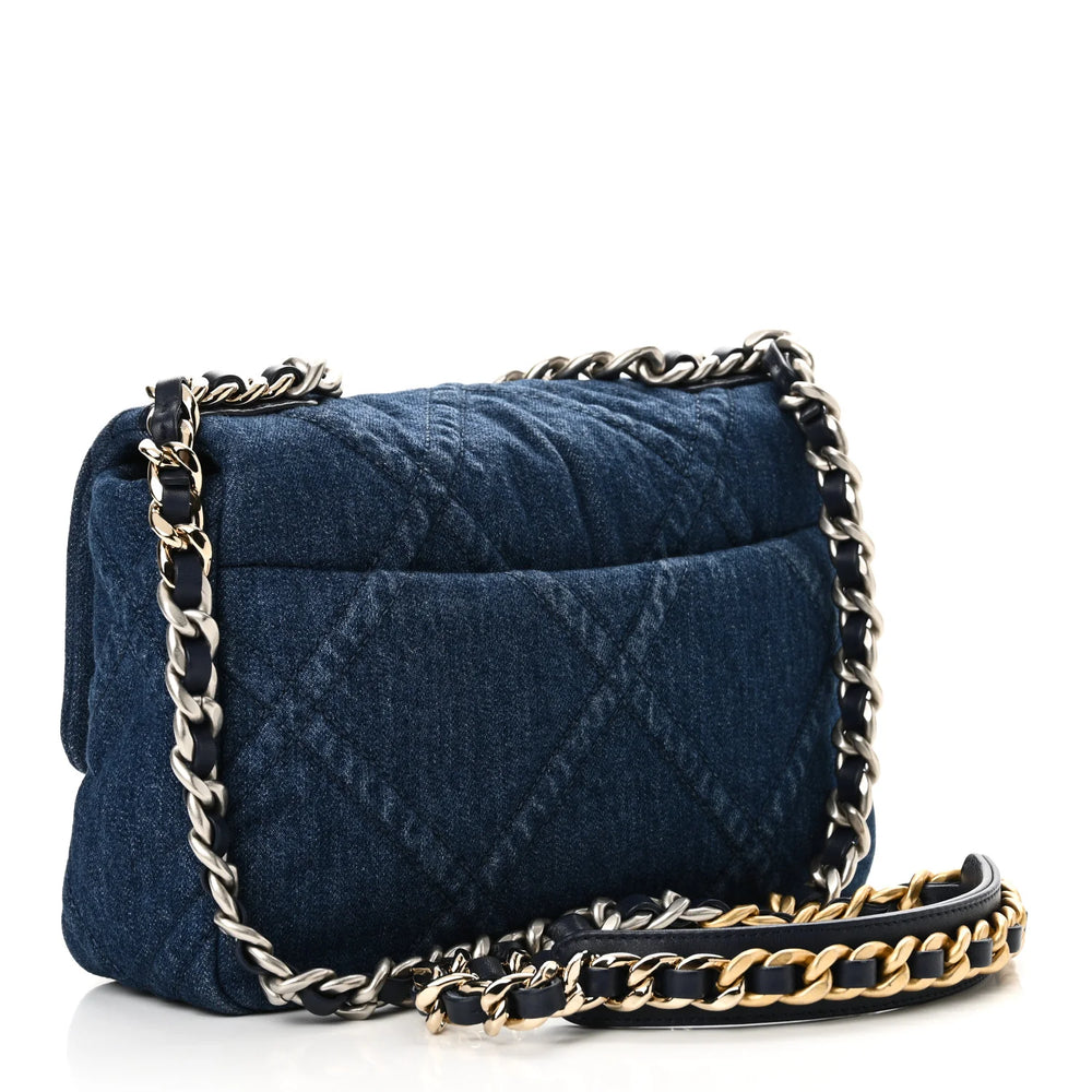 Chanel 19 Flap Bag Blue Denim Quilted Medium – PRELOOV