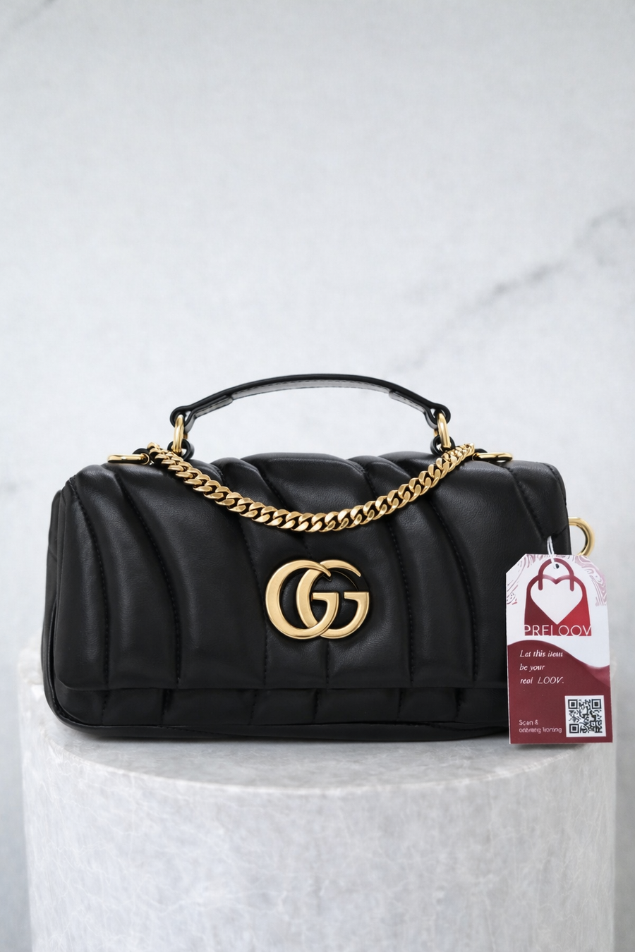 Gucci GG Milano Quilted Lambskin Mini Top Handle Bag Black – PRELOOV