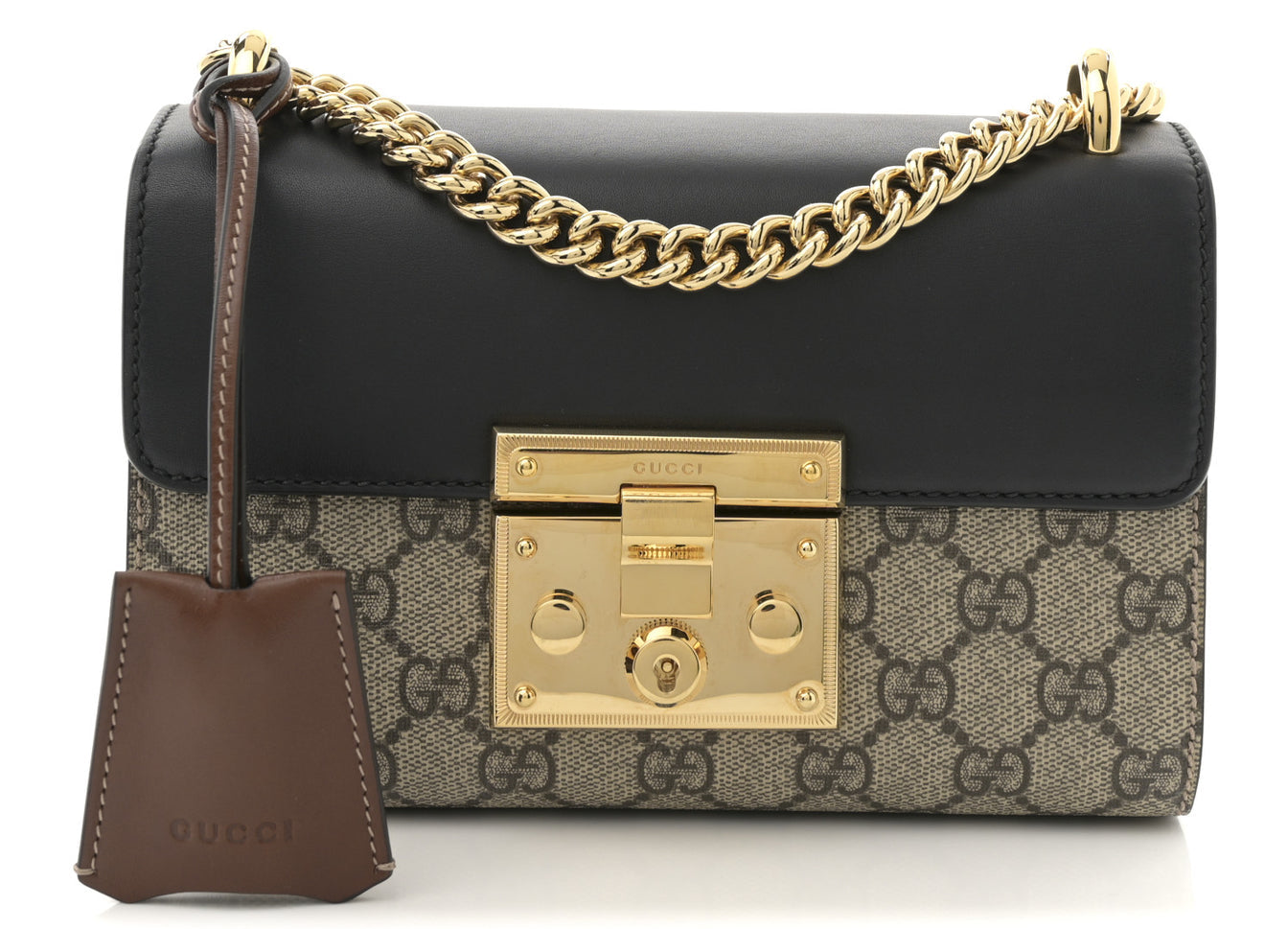 Gucci GG Supreme Small Padlock Shoulder Bag Beige Black