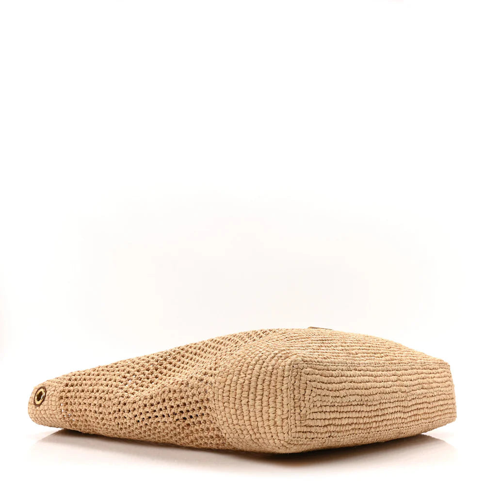 Saint Laurent Icare Raffia Tote Maxi Leather Trim – PRELOOV