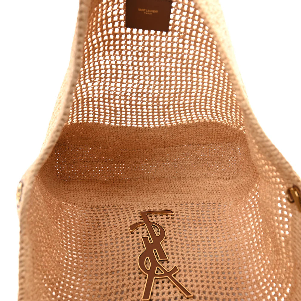 Saint Laurent Icare Raffia Tote Maxi Leather Trim – PRELOOV