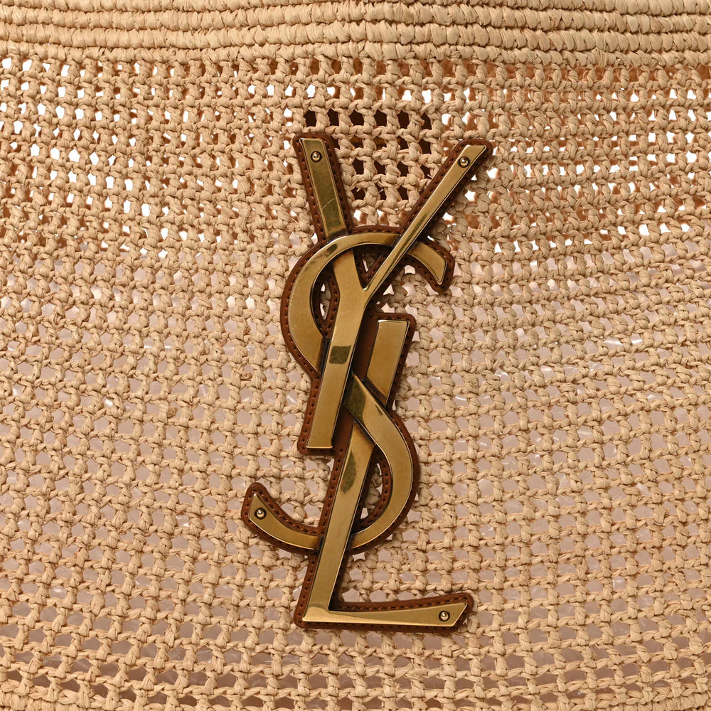 Saint Laurent Icare Raffia Tote Maxi Leather Trim – PRELOOV