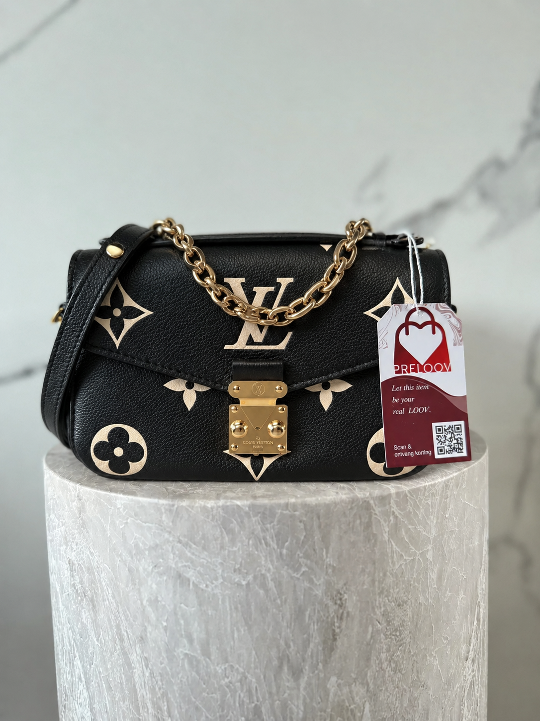 Louis Vuitton Pochette Metis East West Black Beige Empreinte Monogram Giant – PRELOOV