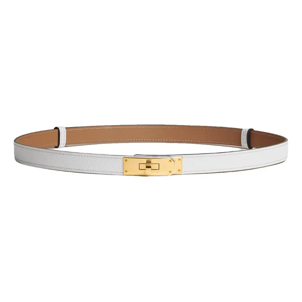 Hermès Kelly 18 White Epsom Leather Adjustable Belt 