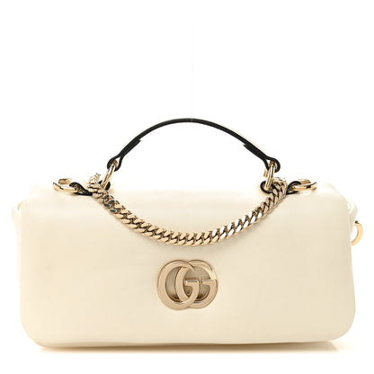 Gucci Mini GG Milano Top Handle Shoulder Bag White Lambskin