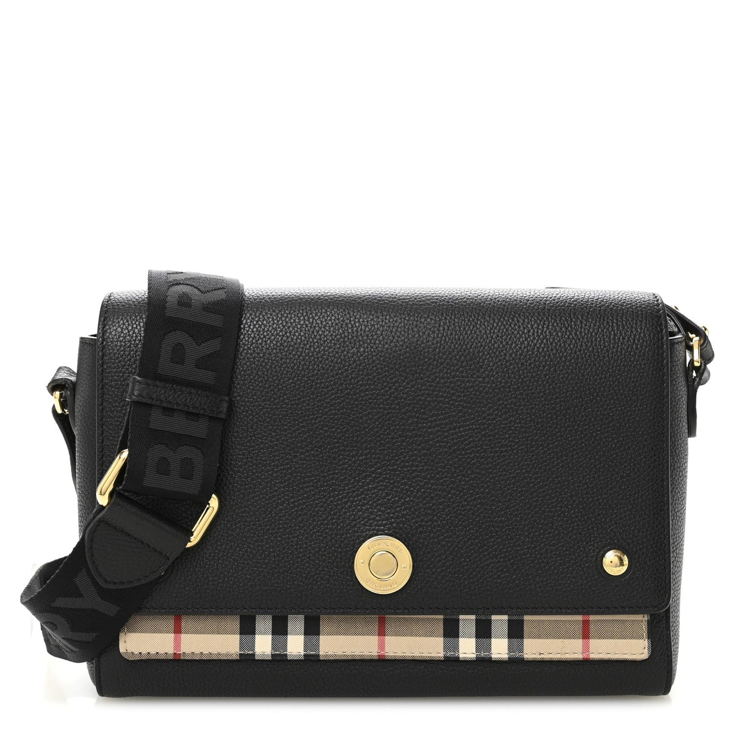 Burberry Medium Note Crossbody Bag Black Vintage Check
