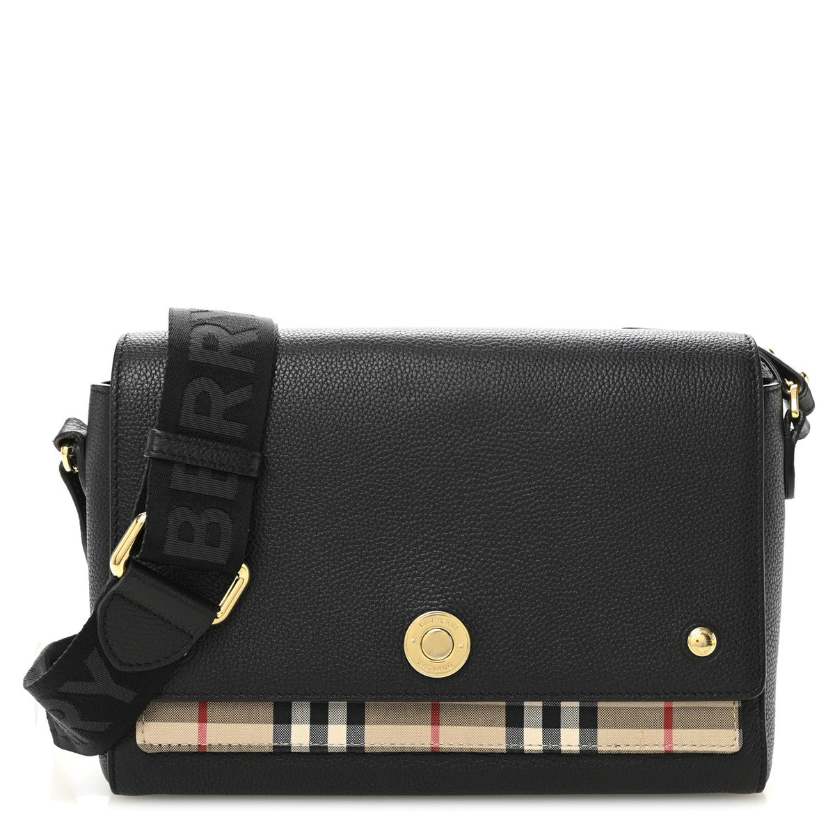 Burberry Medium Note Crossbody Bag Black Vintage Check