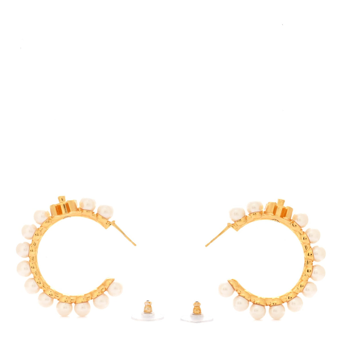 Chanel Pearl CC More Is More Small Hoop Earrings Gold image 2