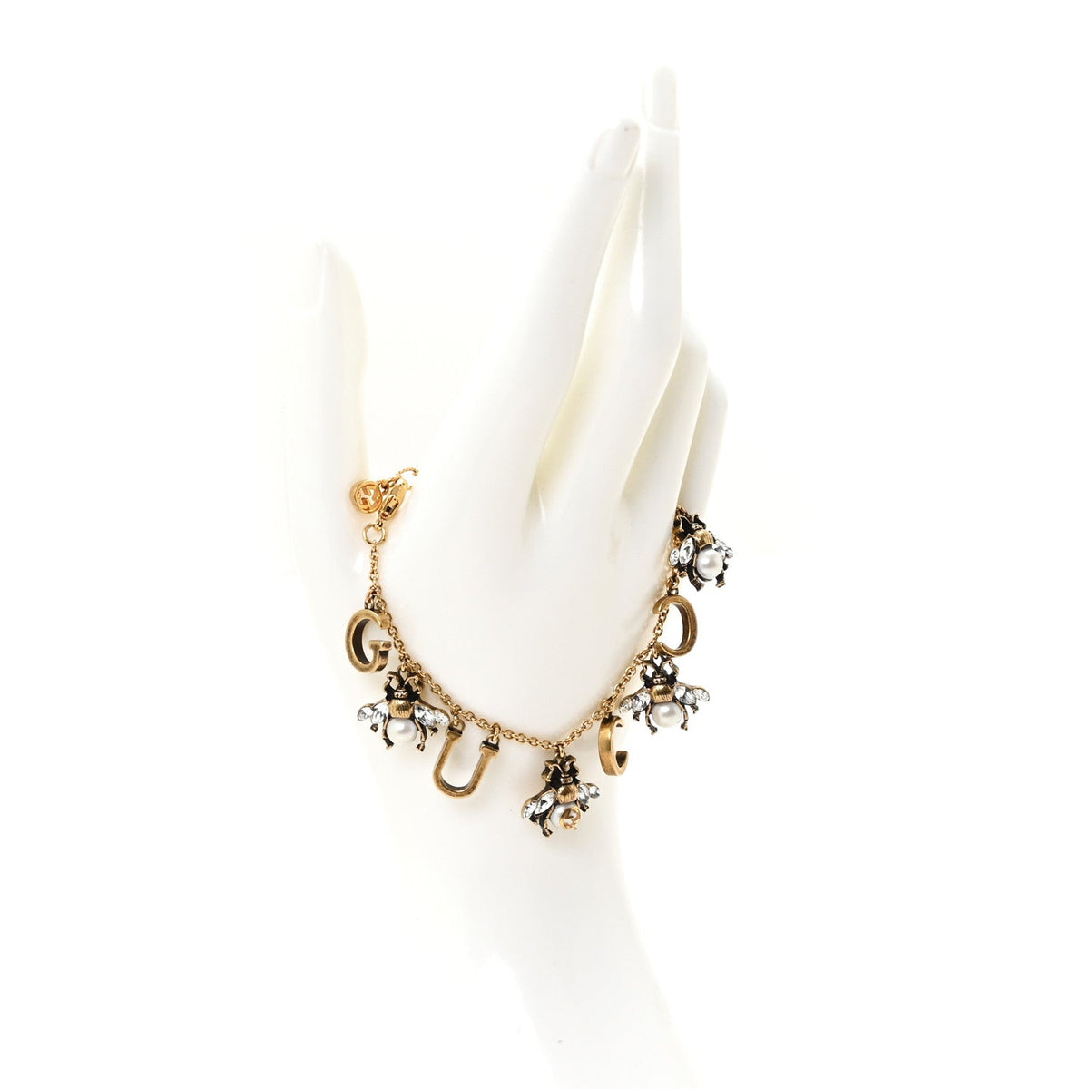 Gucci Bee Logo Charm Bracelet Aged Gold image 2