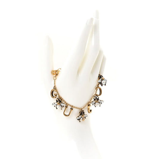 Gucci Bee Logo Charm Bracelet Aged Gold image 2