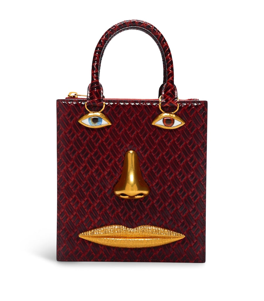 Schiaparelli Leather Face Top Handle Bag Burgundy – PRELOOV