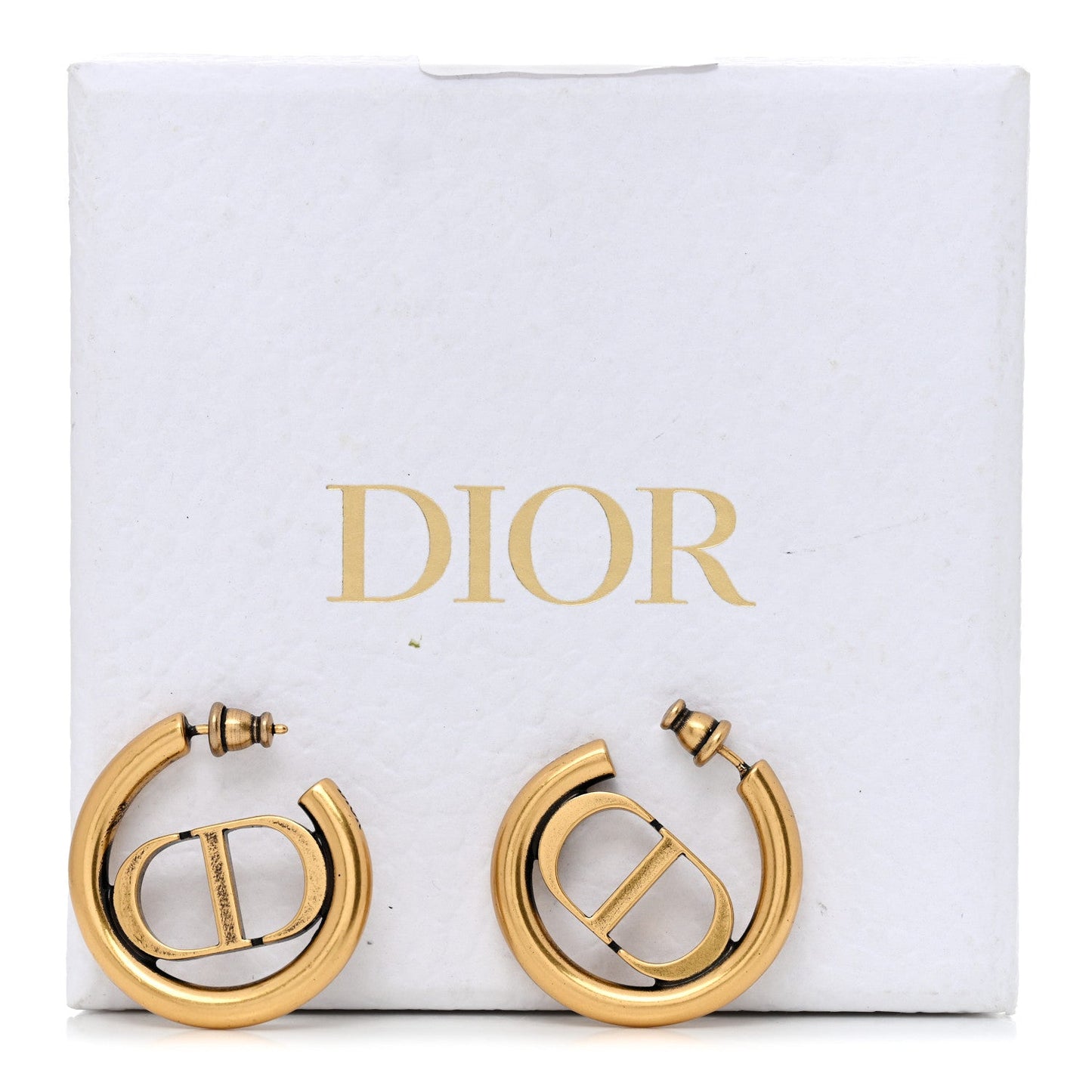 Christian Dior 30 Montaigne Hoop Earrings Aged Gold image 3