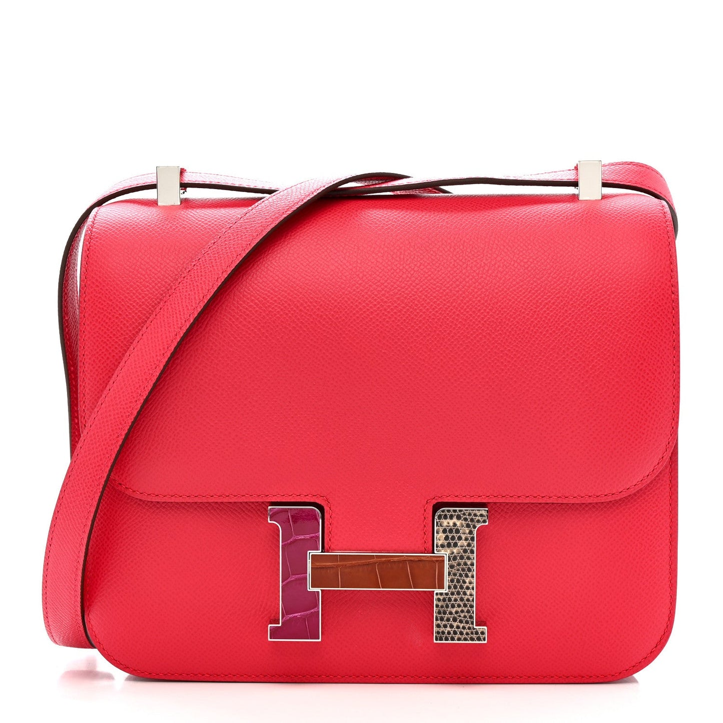 Hermès Epsom Shiny Alligator Lizard Constance 24 Rose Extreme Rose Poupre Etru Ombre